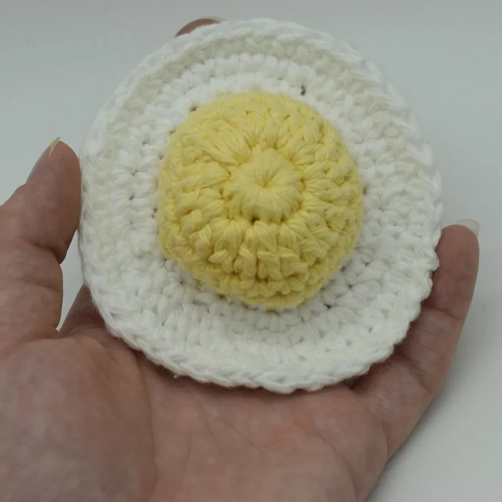Handcrafted Crochet Fried Egg catnip toy